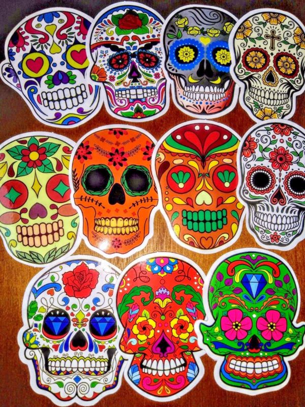 Set of 50 - Sugar Skull, Stickers, Decals