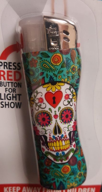 Sugar Skull Day Of the Dead Light Up Lighter Set of 2 - Ship to US only