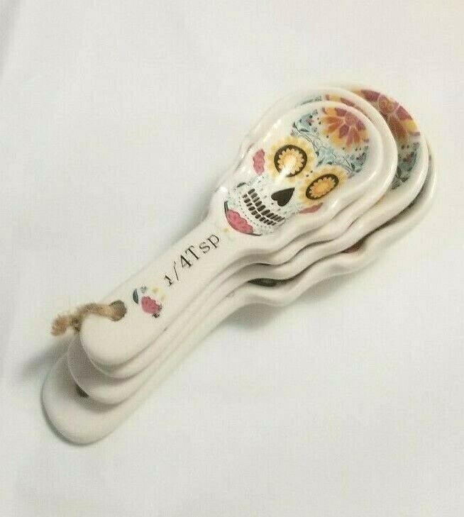 Day Of The Dead Measuring Spoons, Sugar Skull Ceramic Spoons, kitchen Decor