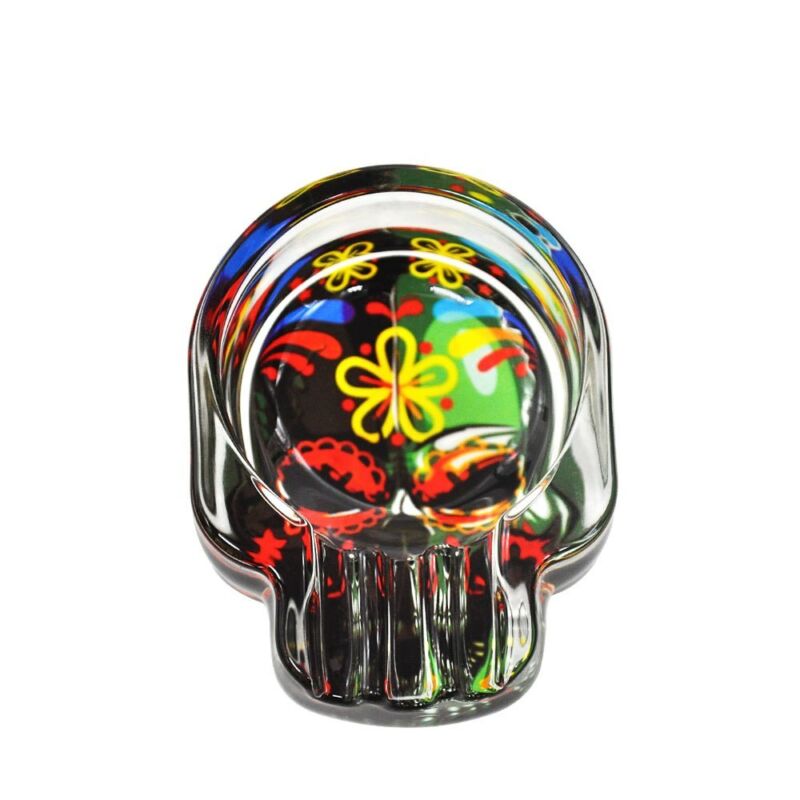 Handmade Sugar Skull Design Glass Ashtray