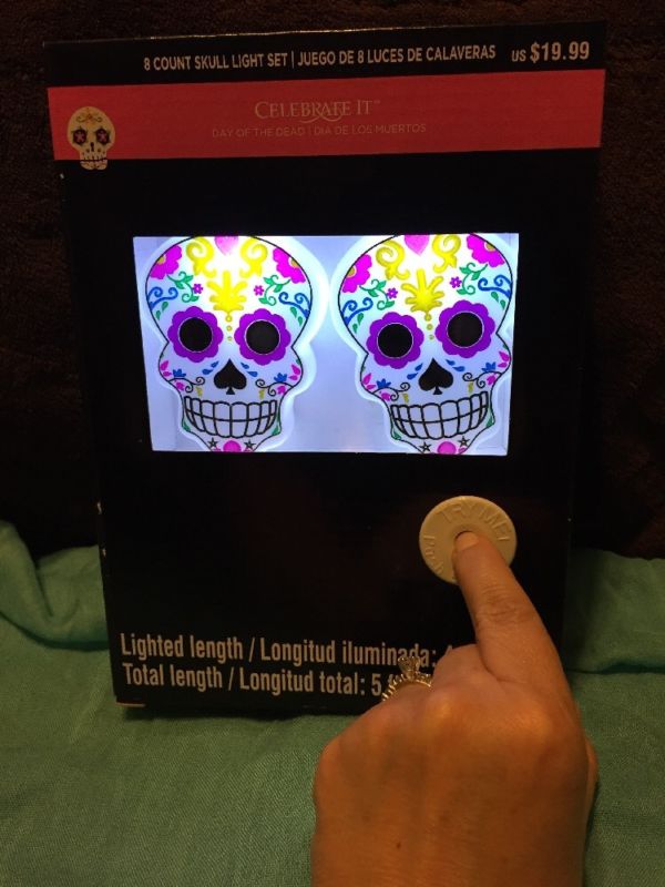 8 Count Sugar Skull Day Of The Dead Battery Operated Light Set