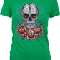 Sugar Skull and Roses - Day of the Dead Skull Art Juniors T-shirt