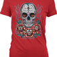 Sugar Skull and Roses - Day of the Dead Skull Art Juniors T-shirt