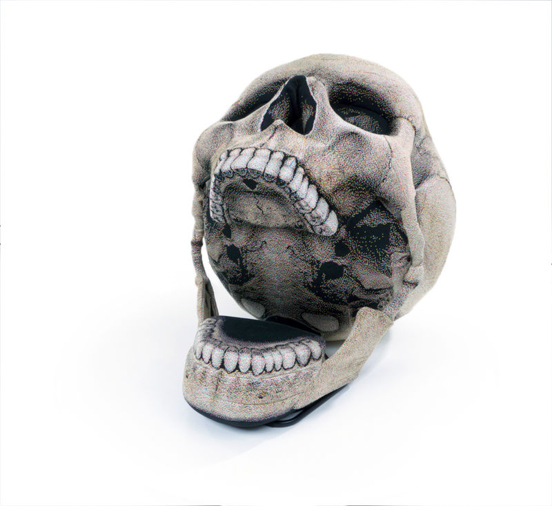 Inflatable Skull Chair, Movable Jaw Knitted Fabric Design