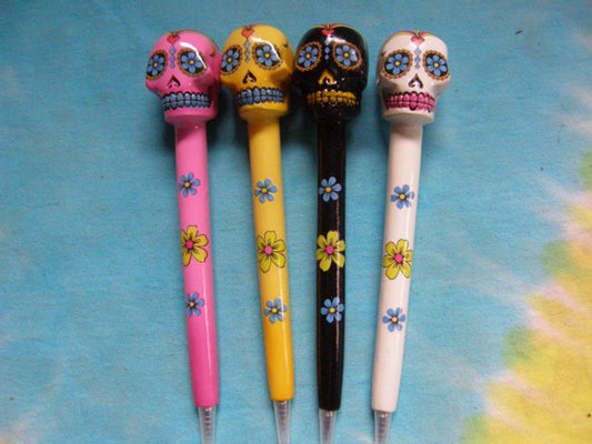 Day Of The Dead Sugar Skull Set of 4 Novelty Writing Pens