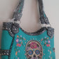 SUGAR SKULL CONCEALED CARRY HANDBAG PURSE BLUE COME WITH 2 FREE GIFTS - SKULL HAT AND A BRACELET