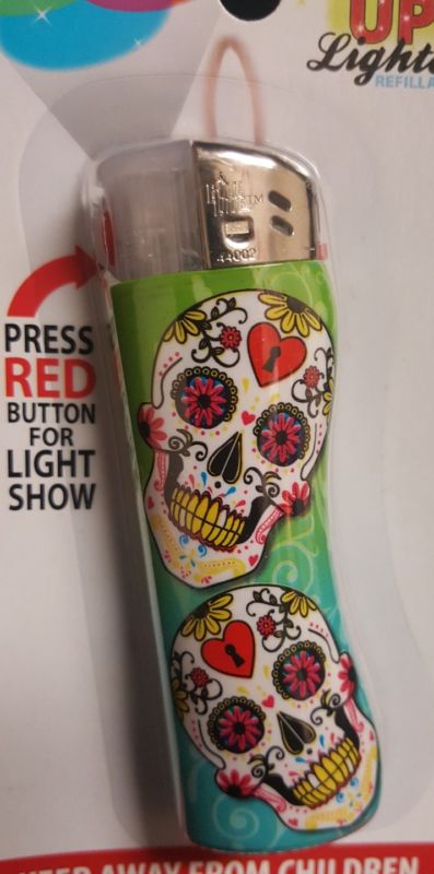 Day Of the Dead Sugar Skull Light Up Lighter Set of 2 NEW - Ship to US only