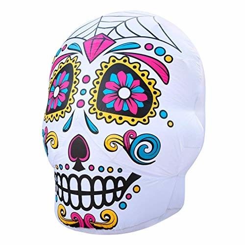 Holidayana 4 Ft Airblown Inflatable Halloween Skull - Inflatable Halloween Decor