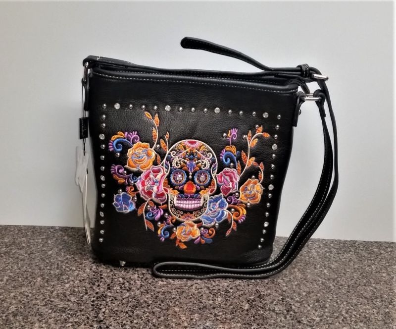 Concealed Carry Purse Sugar Skull Matching Wallet Crossbody Bag