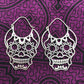 Silver-Plated Sugar Skull Hoop Earrings