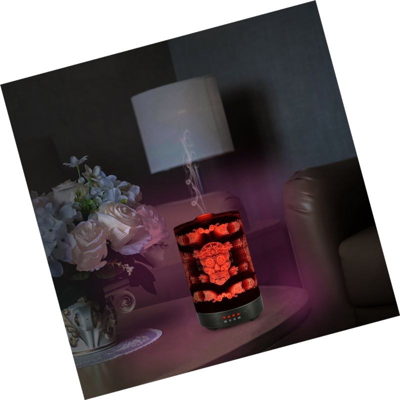 COOSA 100ML Glass 3D Skull Pattern Essential Oil Diffuser, with 4 Time Settin...