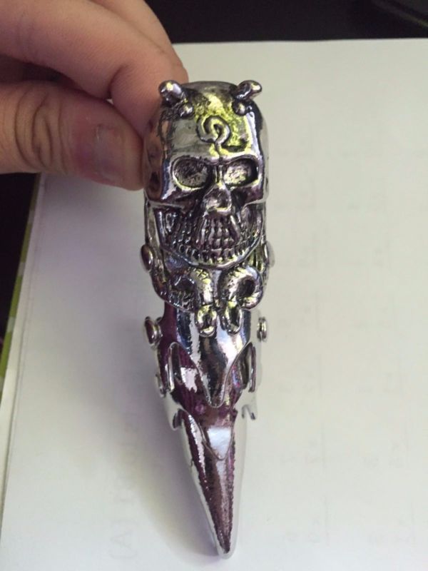 New Chrome Armor Full Finger Claw Ring Punk Goth Metal Bones Skull - Snake Skull