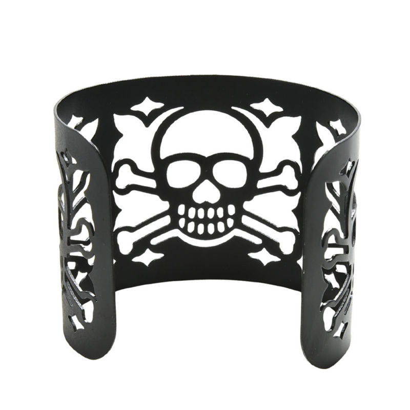 Cuff Jewelry Metal Bangle Wide Hollow-out Skull Bracelet Punk Style