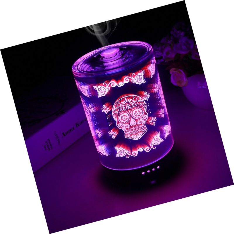 COOSA 100ML Glass 3D Skull Pattern Essential Oil Diffuser, with 4 Time Settin...