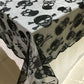 Skull Round Tablecloth Black Lace Table Cloth Topper Halloween Party Decor 70"