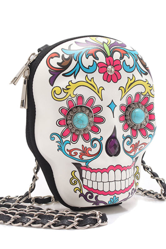 Cowgirl Trendy Sugar Skull Calavera Day of The Dead Crossbody Handbag Messenger