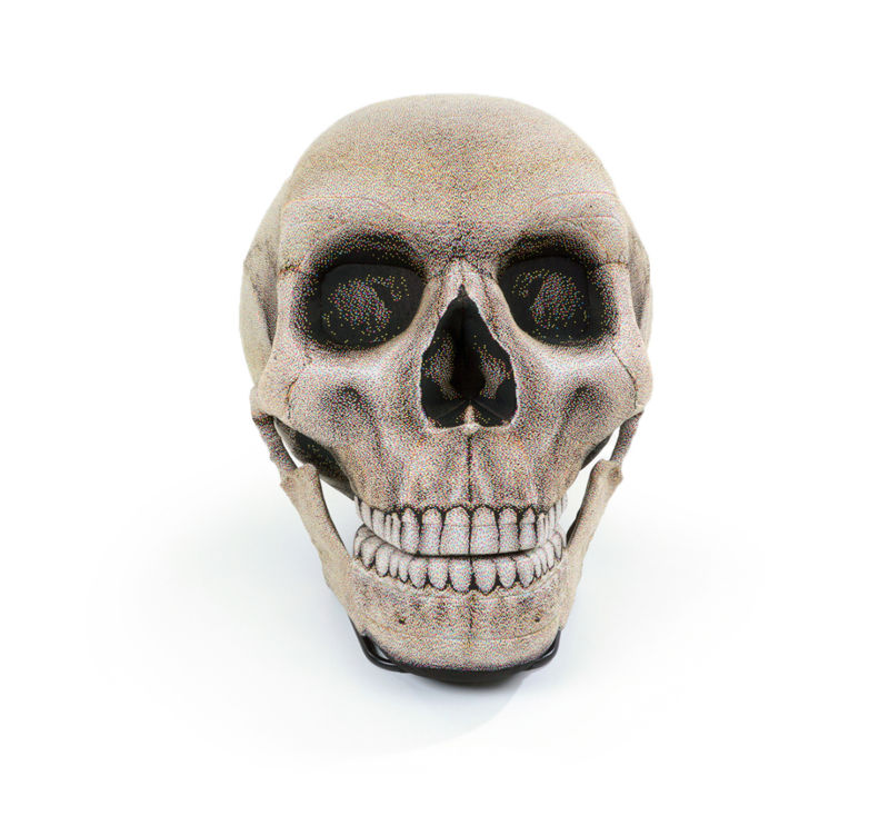 Inflatable Skull Chair, Movable Jaw Knitted Fabric Design