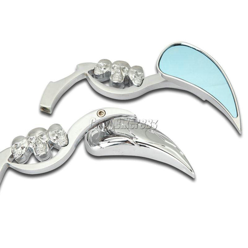 Chrome Skull Rearview Mirrors For Harley Sportster XL 1200 883 Street Glide