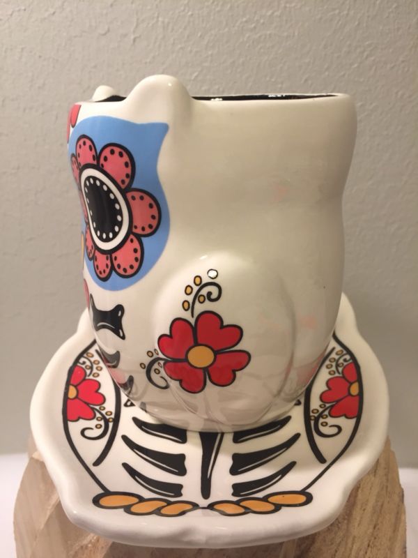 Cracker Barrel Sugar Skull Owl Mug /Cup & Plate Day Of The Dead Halloween NEW