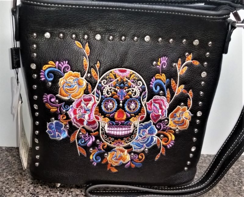 Concealed Carry Purse Sugar Skull Matching Wallet Crossbody Bag