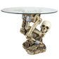 Skull Skeleton Bones Unique Furniture Glass Top Pedestal Side Table Gothic Decor