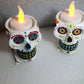 NEW! Set of 2 Sugar Skull - Day of the Dead Tea Light Candle Holders Halloween
