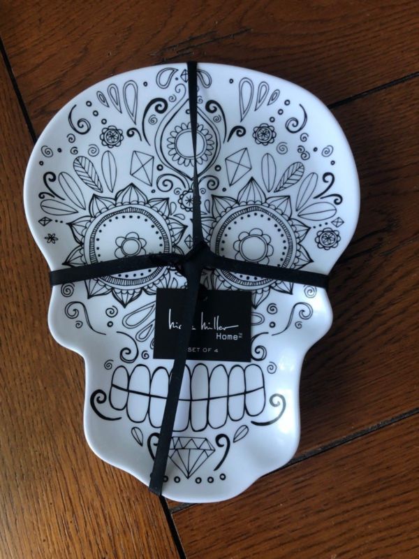 SUGAR SKULL MELAMINE PLATES HALLOWEEN NEW WITH TAGS