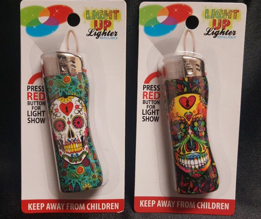 Sugar Skull Day Of the Dead Light Up Lighter Set of 2 - Ship to US only