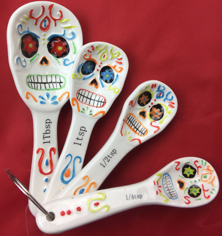 Day of The Dead, Dia de los Muertos, Sugar Skull, Ceramic, Measuring Spoons, New