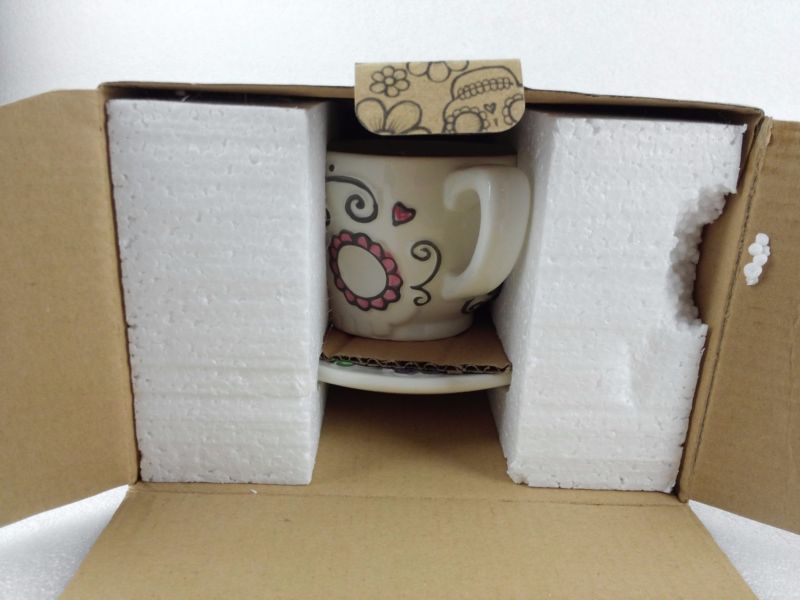 Ceramic Sugar Skull Teacup and Spoon & Leaf Tea Infuser