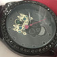 BETSEY JOHNSON BLACK ON BLACK SUGAR SKULL KING CRYSTAL/MOP WATCH