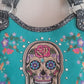 SUGAR SKULL CONCEALED CARRY HANDBAG PURSE BLUE COME WITH 2 FREE GIFTS - SKULL HAT AND A BRACELET