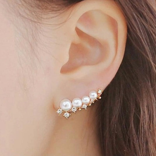 Silver needle simulated pearl ear cuff earrings for women bijoux beautiful stud earrings fashion jewelry gift
