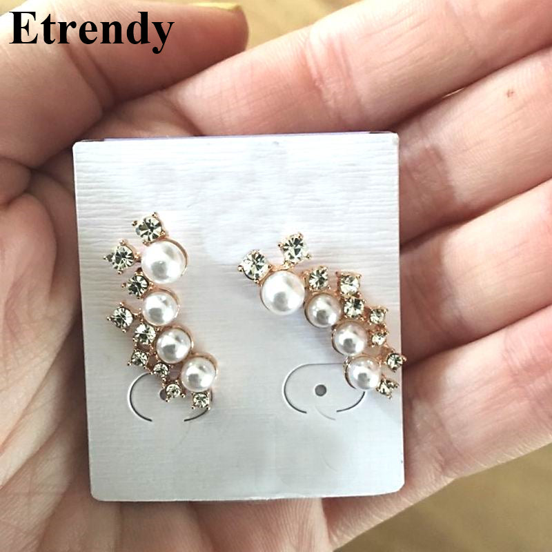Silver needle simulated pearl ear cuff earrings for women bijoux beautiful stud earrings fashion jewelry gift