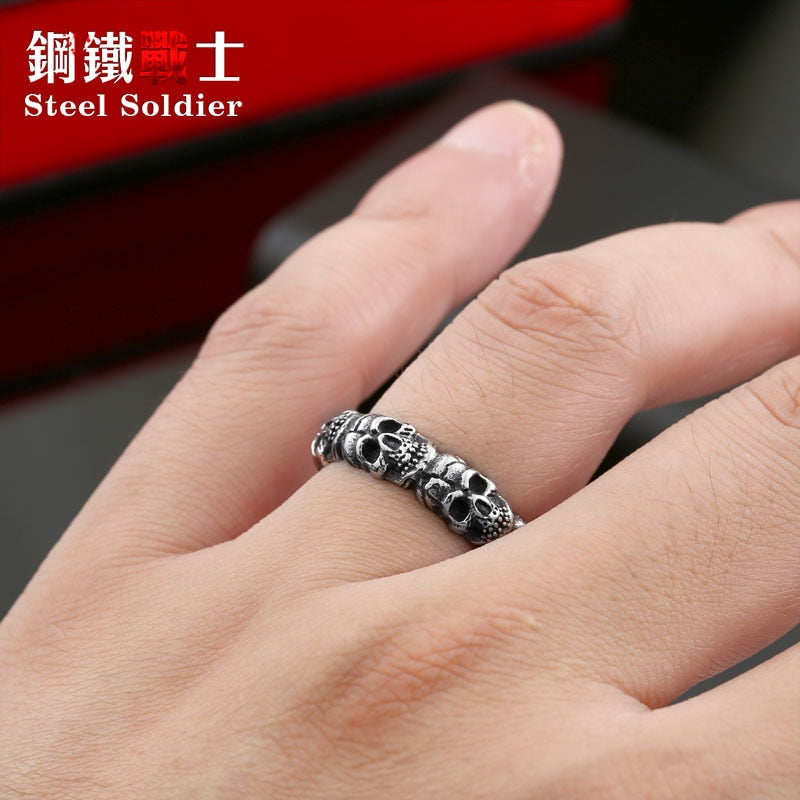 stainless steel punk cycle skull ring for men personality popular for aliexpress jewelry
