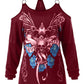 Women T-Shirt Plus Size Chains Embellished Skull T-Shirt Punk Casual Off Shoulder Ladies Tops Gothic Tshirt Big Size 5XL