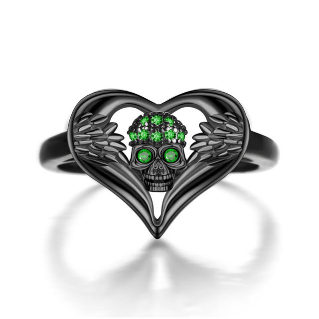 Angel Skull Love Heart Zircon Crystals Ring Wedding