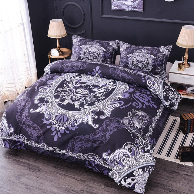 Sugar Skull Printing Bedding Sets 2/3pcs Flowers Pattern