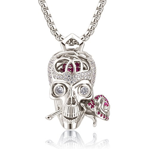 Romance Forever Skull & Rose Charm Unisex Pendant Necklace - Ship to US & CA only