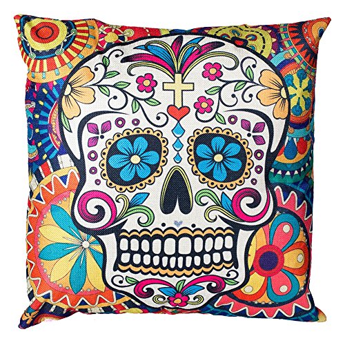 Decorative Throw Pillow Covers Sugar Skull Couch Pillows Cover 18 x 18 Inch