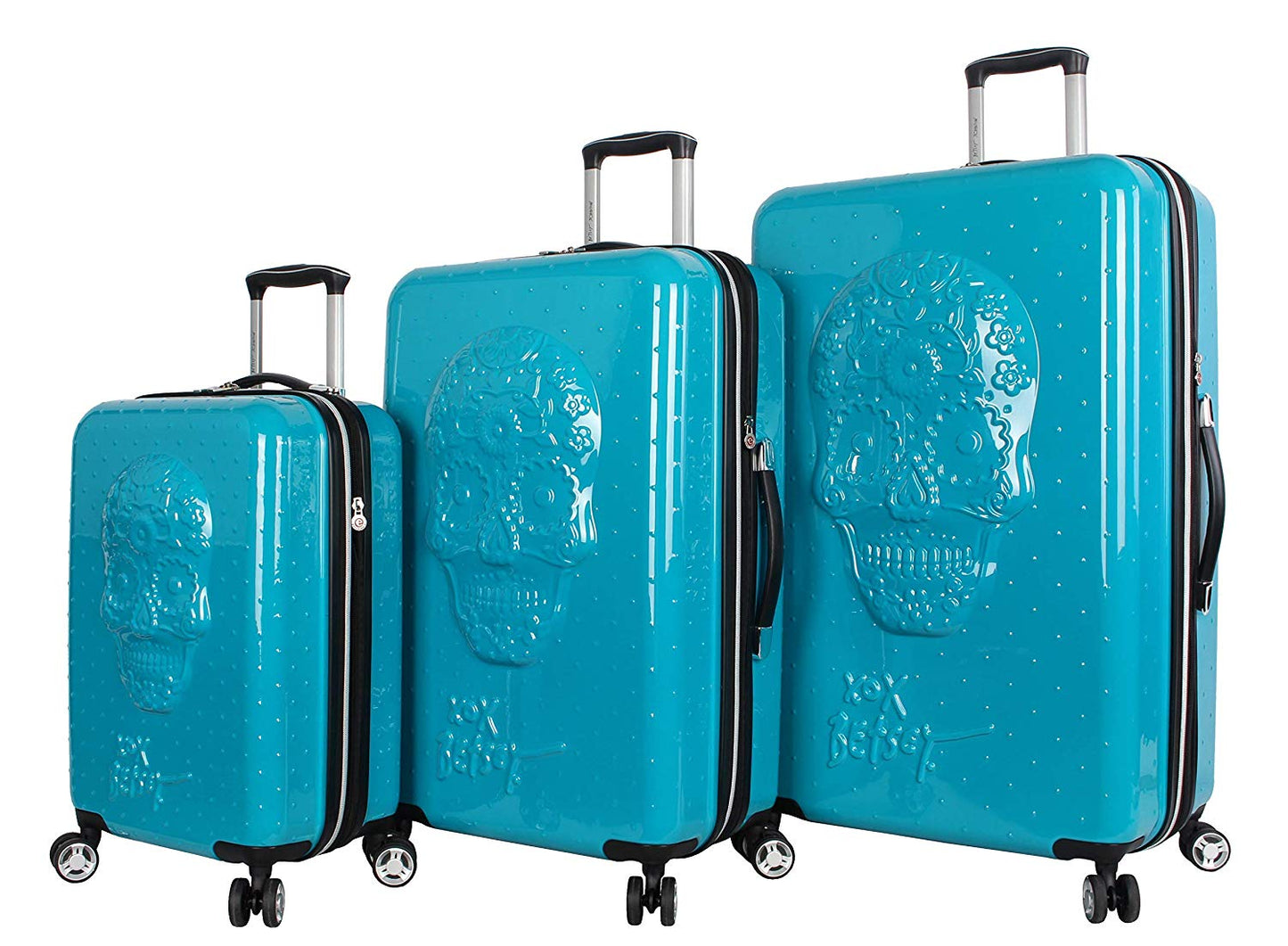 Betsey Johnson Luggage Hardside 3 Piece Set Suitcase With Spinner Wheels (20" 26" 30") (One Size, Sugar Skull)