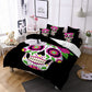 Skull Bedding Set Queen Home Colorful Flower Duvet Cover Set Rose Printed White and Black Bedclothes 3pcs US/AU/RU Size m1825