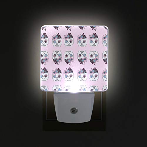 Sugar Skull Flowers LED Night Light with Smart Dusk to Dawn Sensor