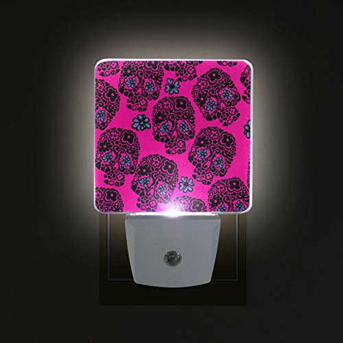 Sugar Skull Flowers LED Night Light with Smart Dusk to Dawn Sensor