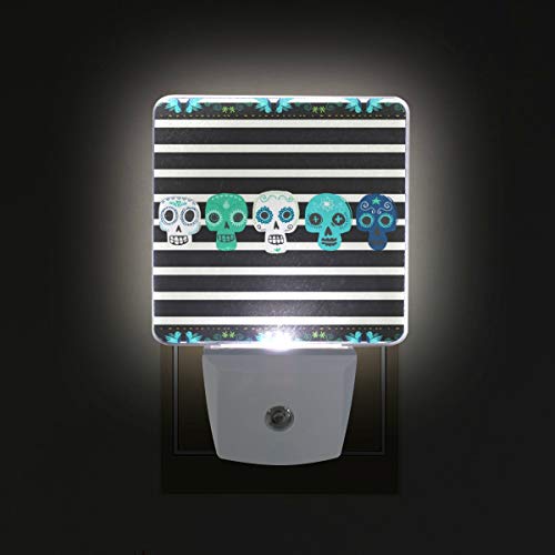 Sugar Skull Flowers LED Night Light with Smart Dusk to Dawn Sensor