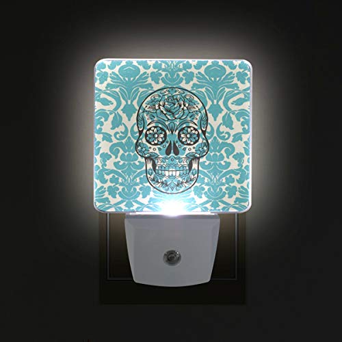 Sugar Skull Flowers LED Night Light with Smart Dusk to Dawn Sensor