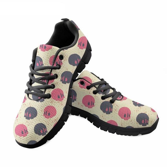 Skull Floral Fashion Casual Brand Flats Shoes Ladies Casual Sneakers