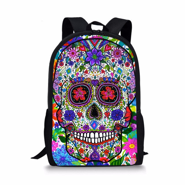 School Bag for Teen Girls Funny Sugar Skull Design Children Bag Pack