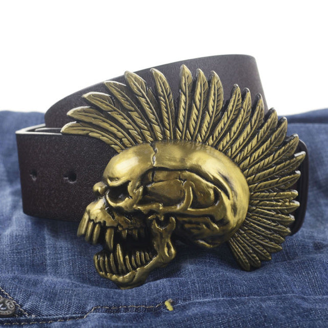 Street Fighter Skull buckle PU leather belt big buckle man belts fashion great leather belt 7584