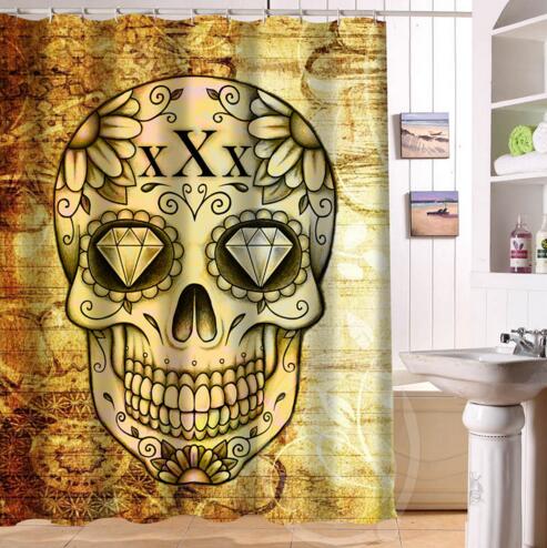 24 Style Custom Classic Skull Bathroom Waterproof Shower Curtain Durable Classic Bathroom decorative